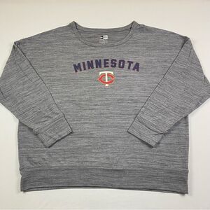 Minnesota‎ Twins Sweatshirt Womens 2XL Heather Grey New Era Baseball Lightweight